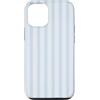 Classic Casely Stripes Pastel Colors Custodia per iPhone 12/12 Pro Elegante Motivo Verticale Linee Autunno Azzurro e Grigio