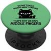 SilentPancake Divertente gatto dito medio sarcastico umorismo meme design PopSockets PopGrip Adesivo