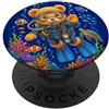 Cute Teddy Bear Print Shapes Mania Carino Scuba Diver Teddy Bear Ocean Adventure Forme Mania PopSockets PopGrip Adesivo
