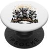 Trash Panda Raccoons Raccoon Lover Gifts Three Raccoons Howling at the Moon Trash Panda PopSockets PopGrip Adesivo