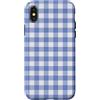 Preposh Custodia per iPhone X/XS Blueberry Blue Gingham Preppy Estetica Girly Moda Trendy