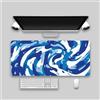 Suneve Tappetino Mouse Fluido bianco blu,Tappetino Mouse Gaming XXL 800x400x2mm Tappetino Scrivania,Base in Gomma Antiscivolo,Lavabile,con Bordi Cuciti,Grande Tappetino Mouse per Ufficio Gaming