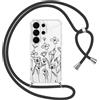 Gcxvaoi Cover con Cordino per Samsung Galaxy S26 Ultra 5G, Aesthetic Fiori Disegni Custodia con Collana Tracolla Laccio Corda, Trasparente TPU Silicone + PC Antiurto Case per Samsung S26 Ultra, Nero