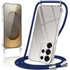 Kilbnom Cover per Samsung Galaxy S25 Ultra 5G con Cordino,Trasparente Custodia con Laccio Tracolla Cellulare Girocollo Collana Corda Catena Cinghia,Ultra Morbido Silicone TPU Antiurto Case, Blu scuro