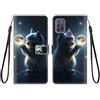 KARTXITAI Cover Compatibile con Motorola Moto G10/G20/G30/G10 Power PU Pelle TPU Portafoglio con Disegni Motivo Animale Flip Custodia in Libro Slot Schede Custodia-Gatto della luna,cielo,stelle