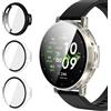 iVoler 3 Pezzi Cover con Vetro Temperato per Amazfit Active 3 Premium, Copertura Completa Pellicola Protettiva Custodia Antiurto, Sottile Anti-Graffio Rigida Bumper Case, 2 Trasparente + 1 Nero