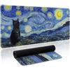 ZYJBD Tappetino Mouse Colorato con Motivo Gatto e Cielo Stellato - Mousepad Gaming Antiscivolo per Computer e Laptop, Tappetino Grande con Bordi Cuciti, Impermeabile per Ufficio, Casa e Setup PC 80×30 cm