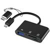 DUOBAGMA Lettore di schede SD USB C SD Card Reader, 3 in 1 Lightning Lettore di schede per fotocamera, adattatore Plug & Play, adattatore per schede SD