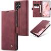 Ottcooed Cover per Samsung Galaxy S22 Ultra Custodia, Cover Pellicola a Libro Portafoglio in Pelle Porta Carte Protettiva Slot per Scheda Flip Case Wallet Case con Samsung Galaxy S22 Ultra, Rosso vino