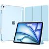 MoKo Cover per iPad Air 13 Pollici Case (M4/M3/M2) 2026/2025/2024 con Portapenna, Cover Trifold Sottile e Leggera con Retro in PC Rigido Traslucido, Auto Svegliati/Sonno, Cielo Blu