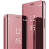 Fciaeytou Custodia protettiva per Samsung S22 Ultra Clear View Specchio per Samsung Galaxy S22 Ultra Flip Case Custodia in pelle pieghevole Hard PC resistente agli urti Custodia a portafoglio 5G (oro rosa)
