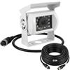 HUACANG Telecamera di retromarcia per camion a 4 pin,impermeabile con cavo da 10 m | bianco, Visione Notturna, Impermeabile, Cavo da 10 m, Ideale per Camper, Roulotte RV, Furgoni, Autobus, 18 LED