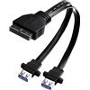 ELFJMZP Cavo di prolunga piatto femmina da 20 pin a 2 connettori USB 3.0 tipo A (con fori per le viti di montaggio) da 32 cm