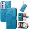 JIUNINE Cover per OPPO A80 5G, Custodia Interno TPU Antiurto Portafoglio con Disegni di Farfalla [Carta Fessura] [Supporto Stand] Cover Libro in PU Pelle per OPPO A80 5G, Blu