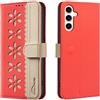 BLOTECH Pizzo Traforato Cover per Samsung Galaxy A15 Custodia Cellulare PU Cuoio Pizzo Traforato Portafoglio Custodia Libro 3 Porta Carte Flip Wallet Case per Samsung Galaxy A15 - Rosso