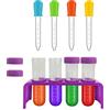 EQLEF Contagocce Bambini, Grandi Provette di Plastica con Supporto Pipette Contagocce per Esperimenti Scientifici Creativi d'Acqua per Bambini Giocattolo Casa Educativo Kit di Scienza (Viola)