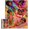 Tucocoo Simpatica ragazza africana puzzle per adulti 1000 pezzi, puzzle estivo spiaggia amici rilassanti vacanze al mare colorato stile di vita opera d'arte per la decorazione della casa, regali, puzzle