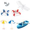 HAPZUR Set Accessori Miniatura Spiaggia Realistici per Casa delle Bambole, Giardino Fate & Micropaesaggi DIY. Include Sdraio, Ombrellone e Giocattoli Sabbia.