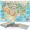 Bopster Puzzle da 1.000 pezzi della mappa degli Stati Uniti per bambini, adolescenti e adulti | Puzzle dettagliato dei monumenti degli Stati Uniti | Cartone riciclato | Attività familiare da offrire