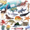 YeoNational&Toys 20 Pezzi Giocattoli Animali Oceanici con Opuscolo Educativo, Animali Marini in Plastica con Scatola Regalo, Mini Figure di Creature Marine per Bambini 3+, Regalo di Compleanno, Favori per Feste a Tema