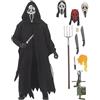 Anjinguang Statuetta Ghostface - Figurina di anime Ghostface - 18 cm - Articolazioni mobili (con accessori) - Modello in posa in piedi - Statua in PVC - Decorazione per interni - Regalo