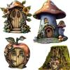 Generico Porta delle Fate per Giardino - Piccole Miniature In Legno 2D | Decorazione Murale da Favola in 3 Pezzi | per Interno/Esterno, Camera Bambini, Soggiorno, Parete,