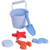 Flamingueo Set Secchiello e Paletta - Giocattoli da Spiaggia Per Bambini - 4 Stampini Inclusi - Borsa da Trasporto - SIlicone - Blu
