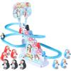 Generic Gioco di corse di pinguini - Giocattolo con scivolo di pinguini, montagne russe con musica e LED Scivolo di pinguini Giocattolo di pista di pinguini - Gioco di corse di pinguini, montagne russe per co