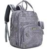 BabbleRoo Zaino per pannolini - Borsa da viaggio per bambini Essentials -Borsa per pannolini impermeabile viaggio con fasciatoio, cinghie per passeggino e custodia per ciuccio - unisex, colore grigio