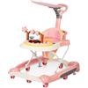 Willonin Girello da passeggio pieghevole, per bambini, 4 in 1, 5 impostazioni in altezza, manico di spinta, musica, vassoio di servizio, 67 x 75 x 85 cm, rosa