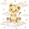 Pandawal - Adesivo da parete per cameretta dei bambini, motivo: leone con nuvole e stelle