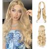 XIWCAFC Parrucca Biondo 70cm Lungo Ondulato Parrucca Donna Bionda Resistente al Calore Centrale Parrucca per Cosplay Feste Cosplay Quotidiano (Oro)