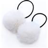 Blausky 5 elastici per capelli con pompon da donna, con pompon da 5 cm, per coda di cavallo, trecce sottili, colore bianco