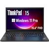Lenovo Thinkpad E15 Gen 1 Business Laptop, 15,6 pollici FHD (1920 x 1080), Intel Core i5-10210U, 16 GB RAM, SSD da 256 GB, tastiera QWERTY giapponese, Windows 11 Pro (ricondizionato)