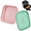 Euqvunn Set da 2 Teglie per Friggitrice ad Aria, Inserti in Silicone con Manici, Riutilizzabili e Pieghevoli, Contenitori per Friggitrice ad Aria, Forno e Microonde