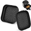 Euqvunn Set da 2 Teglie per Friggitrice ad Aria, Inserti in Silicone con Manici, Riutilizzabili e Pieghevoli, Contenitori per Friggitrice ad Aria, Forno e Microonde