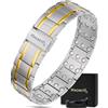 MagnetRX® Bracciale Magnetico Uomo in Titanio, 3 Volte Più Potente - Bracciale Terapeutico Uomo per Magnetoterapia con Chiusura Pieghevole - Regola Cinturino Incluso (Argento e Oro)