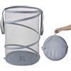 Seiritex Cesto portabiancheria pieghevole in rete, 115 l, molto capiente, pieghevole, con manici, 66 x 45 x 45 cm (altezza x larghezza x lunghezza), senza coperchio (grigio)