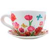 Dekohelden24 Vaso da fiori XXL, per piante, con manico in ceramica, motivo: tulipano mare, 34 x 28 x 16 cm