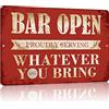 Yniaun Decor Targa vintage per bar, divertente, in metallo, aperta, per casa, bar, uomo, decorazione per grotte, idea regalo, 20 x 30 cm, per interni ed esterni, per servire con orgoglio qualsiasi