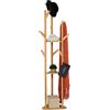 Relaxdays Appendiabiti in bambù con 2 Ripiani, 9 Ganci, H: 168,5 cm, Guardaroba Appendi Abiti Ingresso, Marrone Naturale