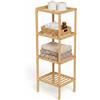 Amig - Mensola in bambù per bagno Mod. BAM - 4 altezze - Fabbricata in bambù - Design a listelli - per ingresso, soggiorno, cucina, balcone - 37 x 33 x 110 cm