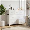 DUMOS Cassettiera per camera da letto con 7 cassetti in tessuto, organizer per vestiti, armadio per la cameretta dei bambini, torre portaoggetti con armadio, telaio in metallo, pannello in legno