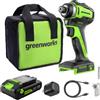 Greenworks 24V 220 Nm Avvitatore a percussione a batteria brushless Mandrino esagonale da 6,35 mm, batteria USB-C da 2,0 Ah, caricatore da 30 W e cavo da 1 m ID3220