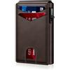 Generic Portafoglio da uomo marrone scuro in fibra di carbonio, portafoglio pieghevole con blocco RFID, con slot per carte pop-up automatico, chiusura magnetica, porta carte compatto sottile per riporre