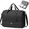 SEAFEW Borsone da Viaggio Extra Grande 45L, Bagaglio a Mano Borsa da Viaggio con Scomparto per le Scarpe, Borsa Sportiva Borsone da Palestra da Weekend,K01-Nero