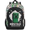 Get Trend Minecraft Zaino Scuola Ragazzo Zip, Borsa Zaino Scomparti Spallacci Imbottiti Regolabili Pannello Dorsale Scuola e Gite (Nero/Multi Minecraft)