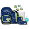 ergobag pack Set Bundle AW25/26, zaino ergonomico per la scuola flessibile 7 pezzi prima elementare Front RunBear - Blu scuro