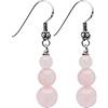 Treasure Bay Orecchini da donna fatti a mano con pietre preziose triple perline e orecchini pendenti in argento sterling - Idee regalo per le donne (Quarzo rosa)