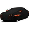 generico telo copriauto Compatibile con Mercedes CLE coupe 2024, copriauto traspirante per esterni, antipioggia, antivento, impermeabile (Black Orange)